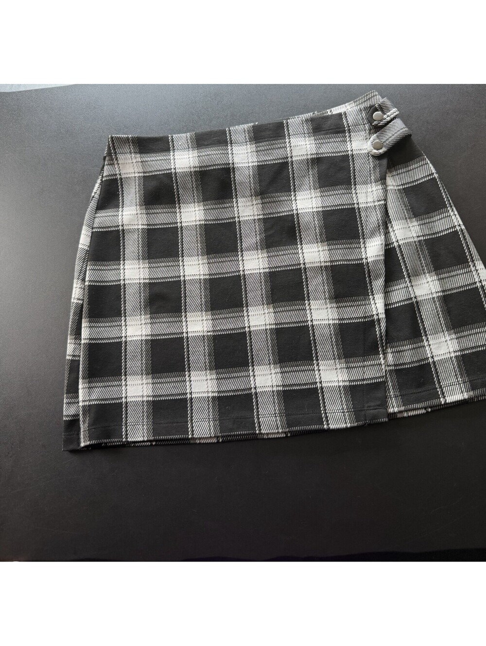 SO Juniors Black & White Plaid High Rise Mini Skirt Size LG Academia Goth Y2K